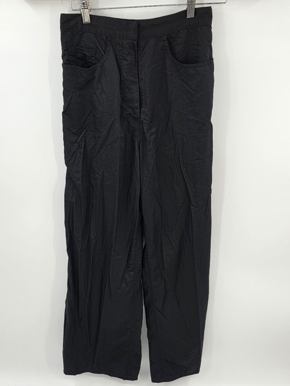 Juan Carlos Obando Black Straight Leg Flowy Pants Women's 6 Linen Silk